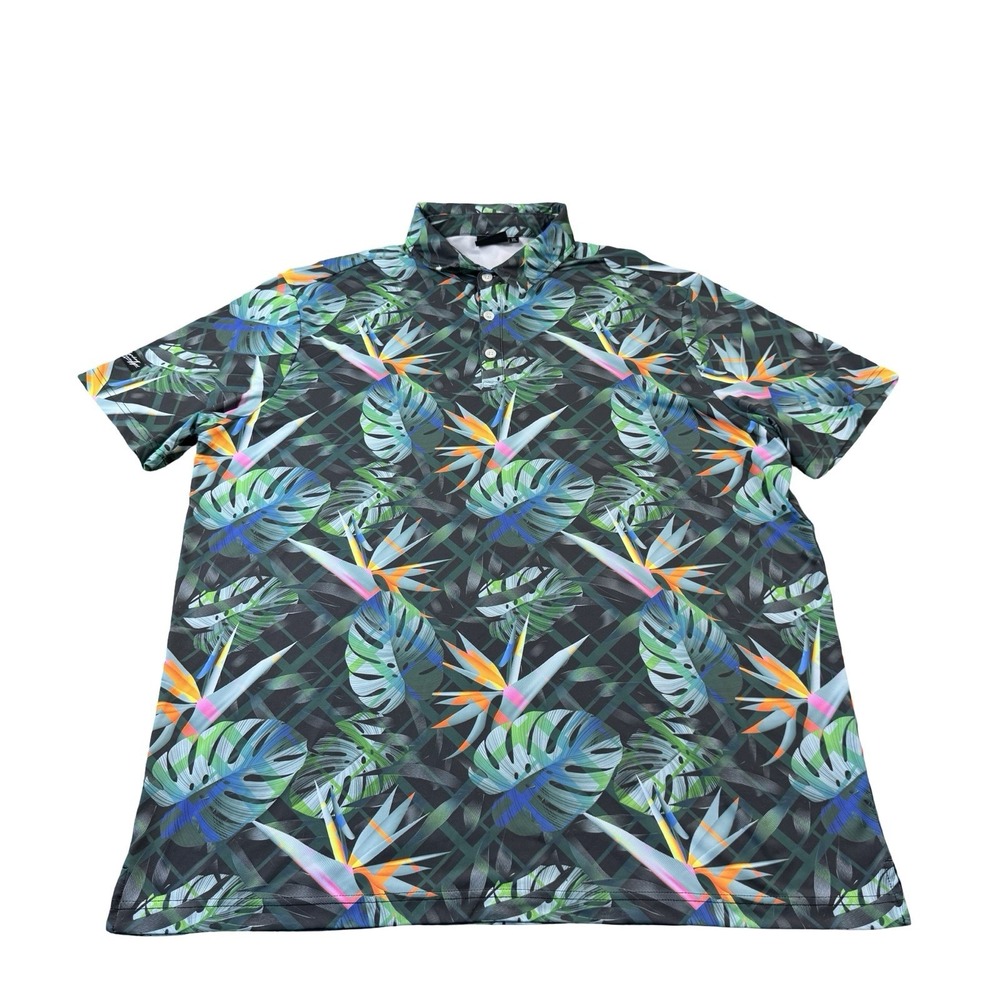 Sunday Swagger Green Bird Of Paradise Performance SS Golf Polo Mens XL